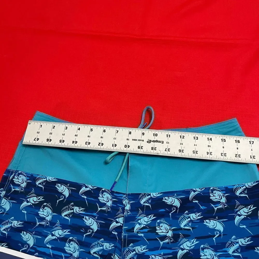Pure Lure Men’s Blue Marlin Swim Trunks Board Shorts Size 32